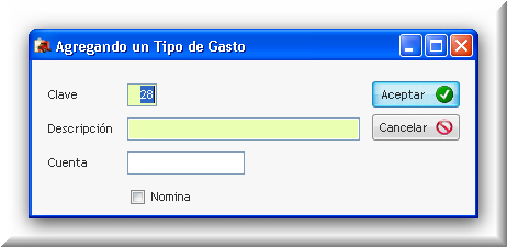 Alta de Tipo de Gasto